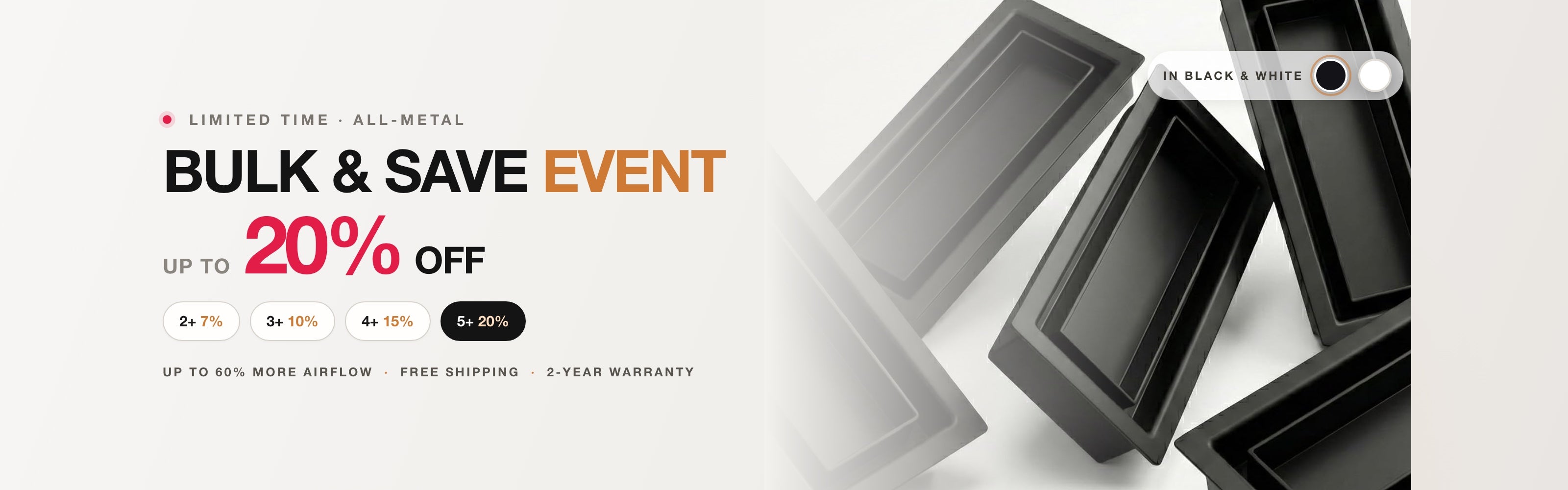 Bulk & Save Event — up to 20% off (desktop banner)