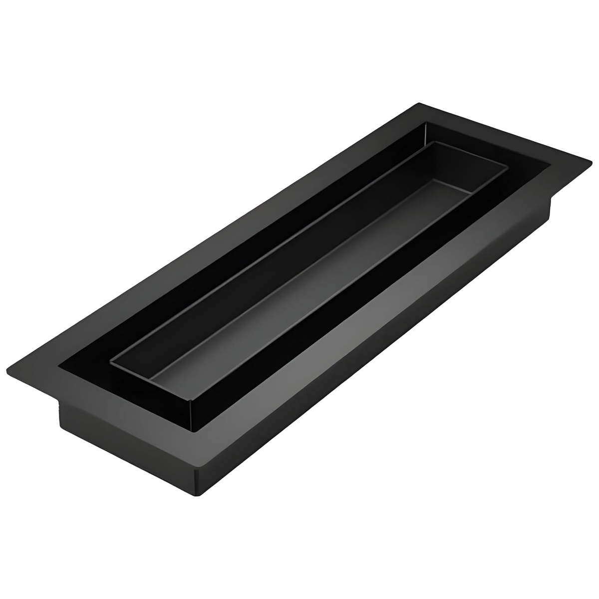 Black 3x10 drop-in metal floor vent shown at an angle — Khan Supply CO