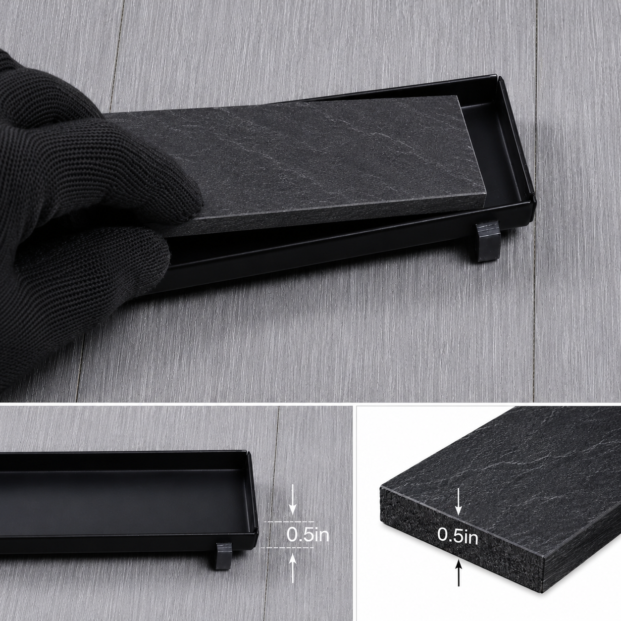 Tileable linear shower drain cover size guide — Khan Supply CO