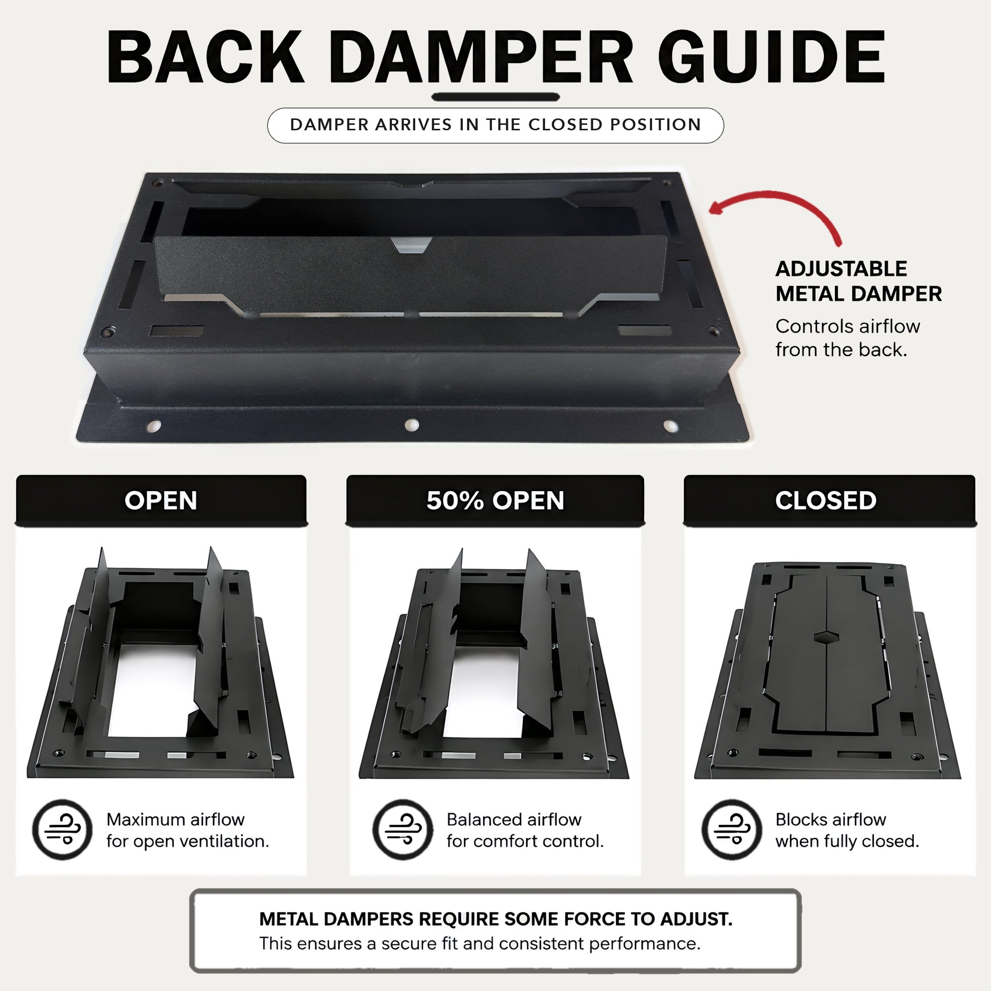 Undermount floor vent adjustable airflow damper — Khan Supply CO