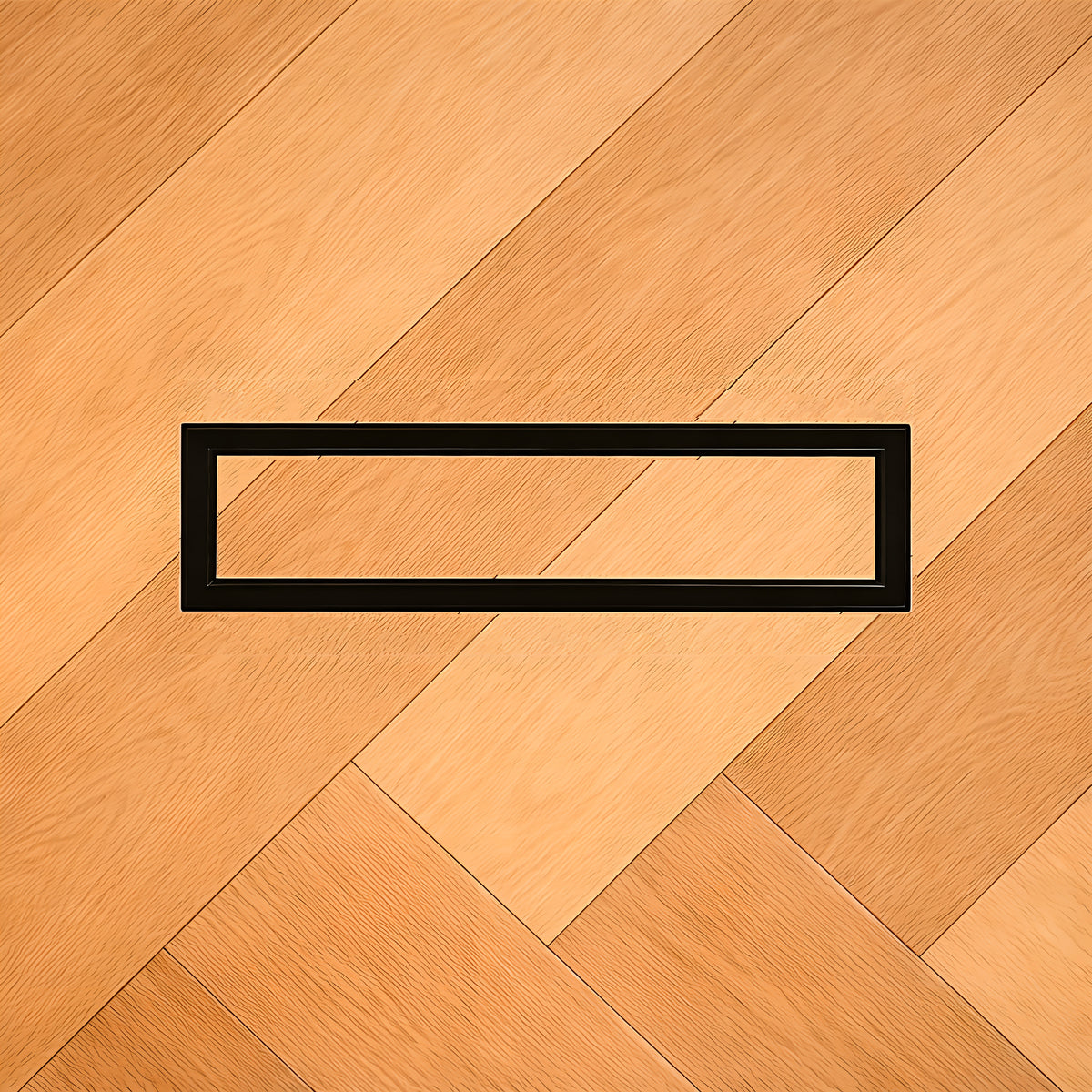 2x12 undermount metal floor vent installed flush into hardwood flooring — Khan Supply CO