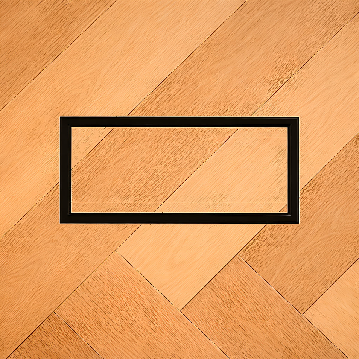 6x10 undermount metal floor vent installed flush into hardwood flooring — Khan Supply CO