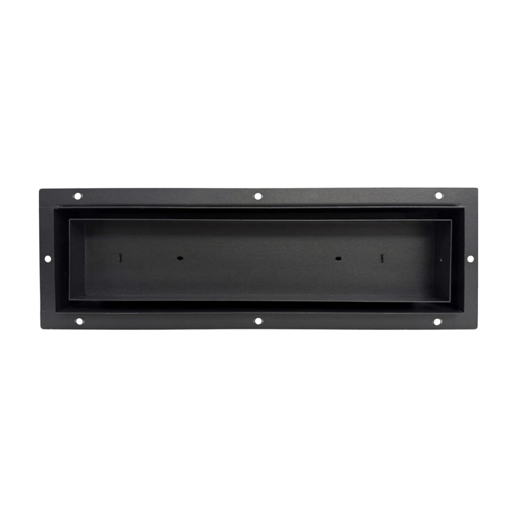 Black 4x14 undermount flush metal floor vent that sits level with the floor — Khan Supply CO