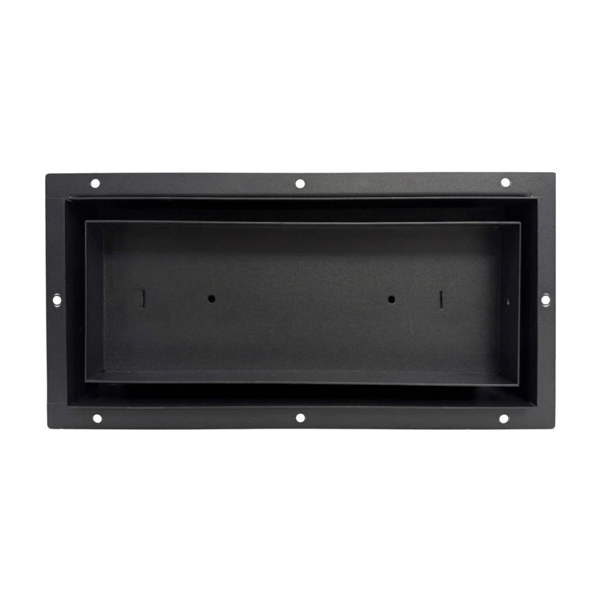 Black 6x12 undermount flush metal floor vent that sits level with the floor — Khan Supply CO