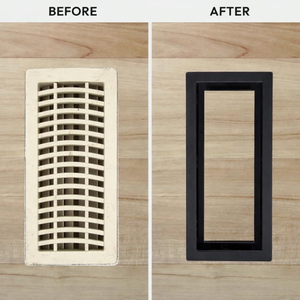 Black drop-in metal floor vent with raised high-airflow design — Khan Supply CO