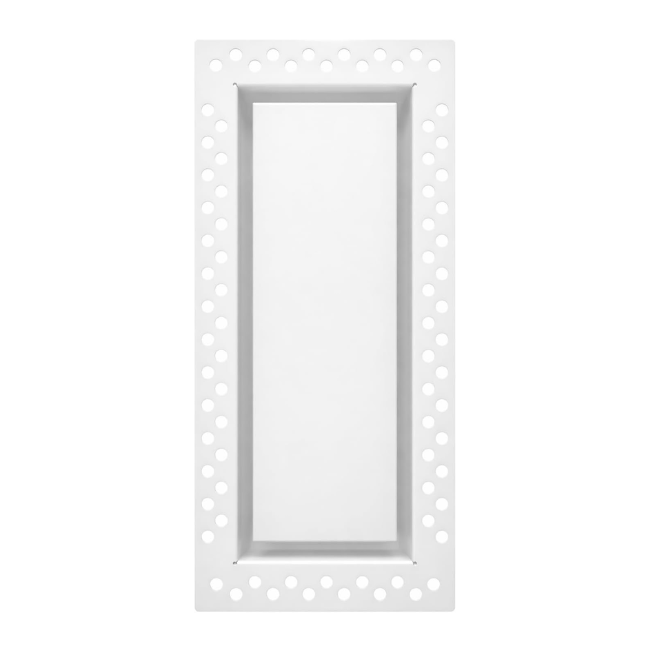 Metal flush wall vent register mounted on a wall