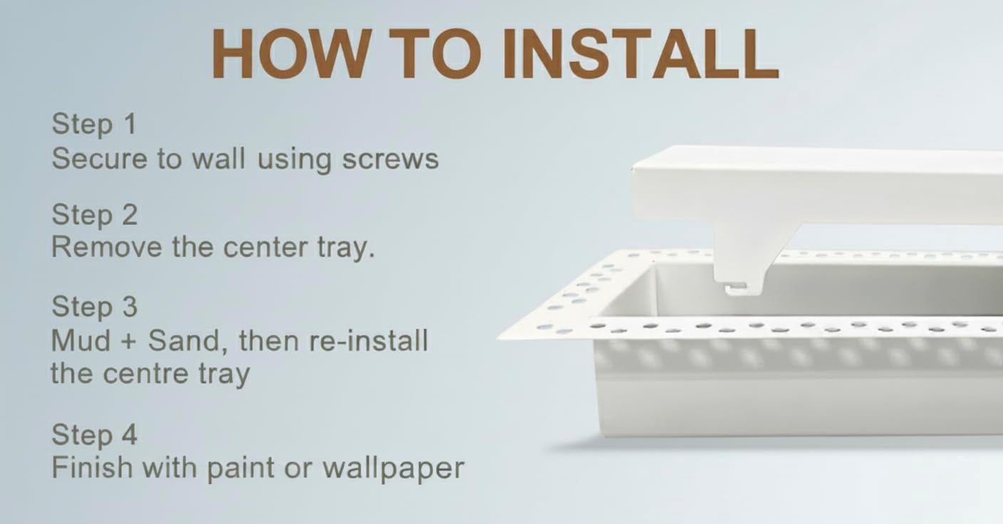 Metal Flush Wall Register - 4x10
