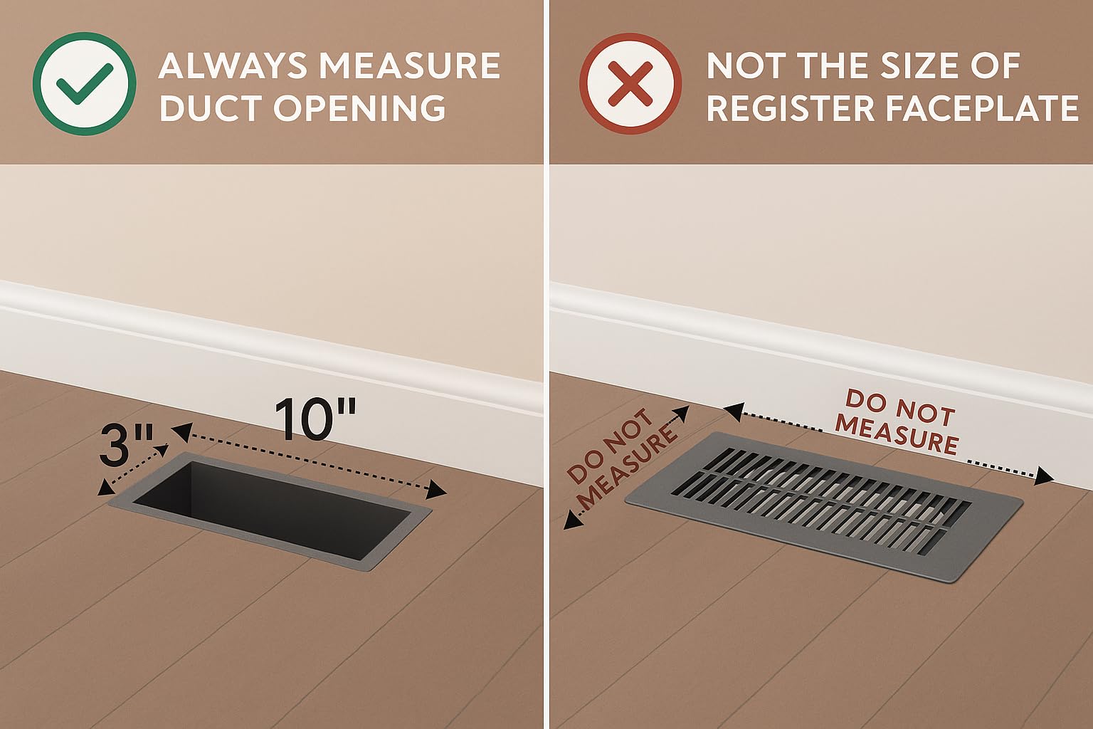 Classic Custom Flush Metal Floor Register – 3x10