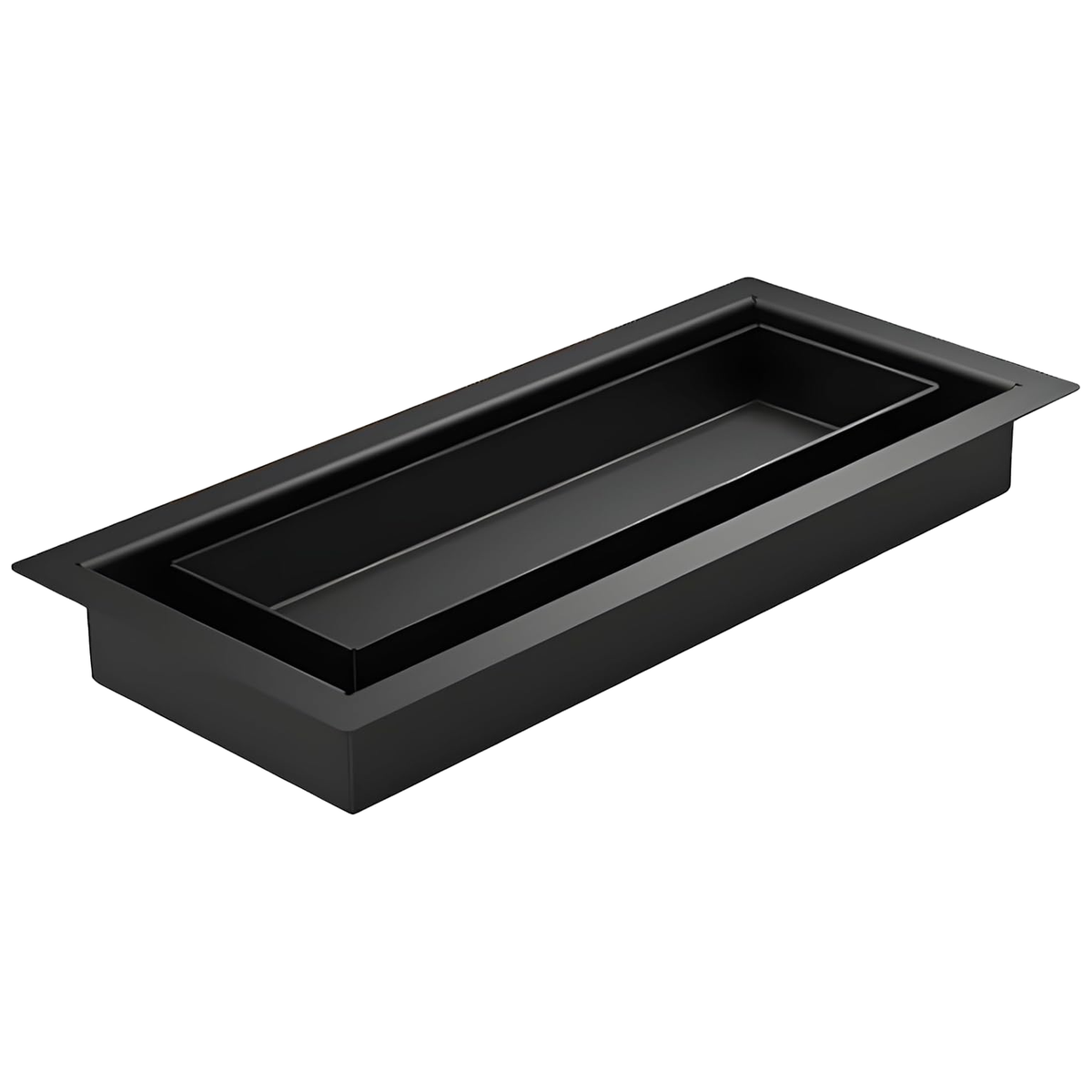 Black 4x12 drop-in metal floor vent shown at an angle — Khan Supply CO