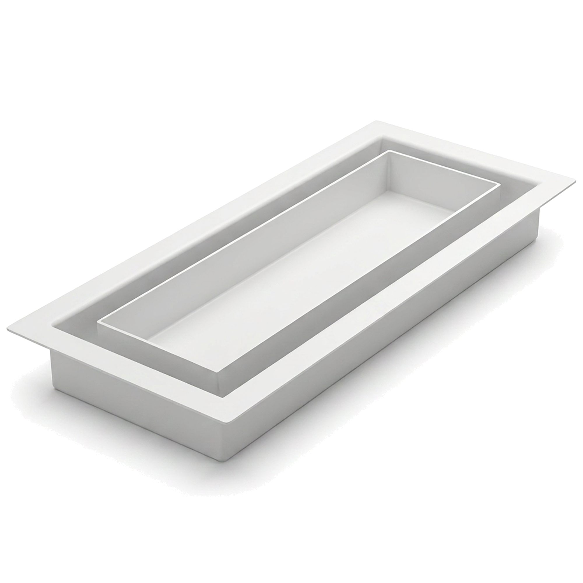 White 4x10 drop-in metal floor vent shown at an angle — Khan Supply CO