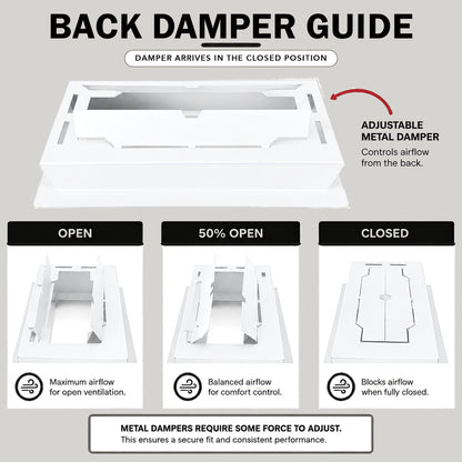 Framed wall vent adjustable airflow damper — Khan Supply CO