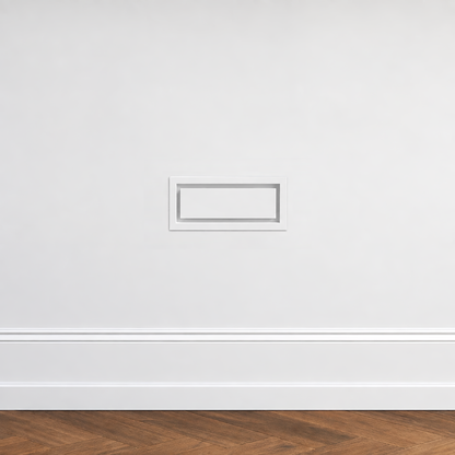4x10 framed metal wall vent installed on a wall — Khan Supply CO