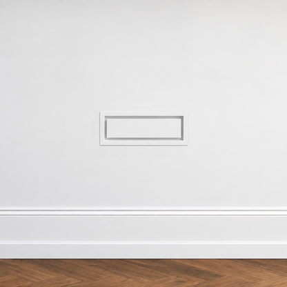 4x12 framed metal wall vent installed on a wall — Khan Supply CO