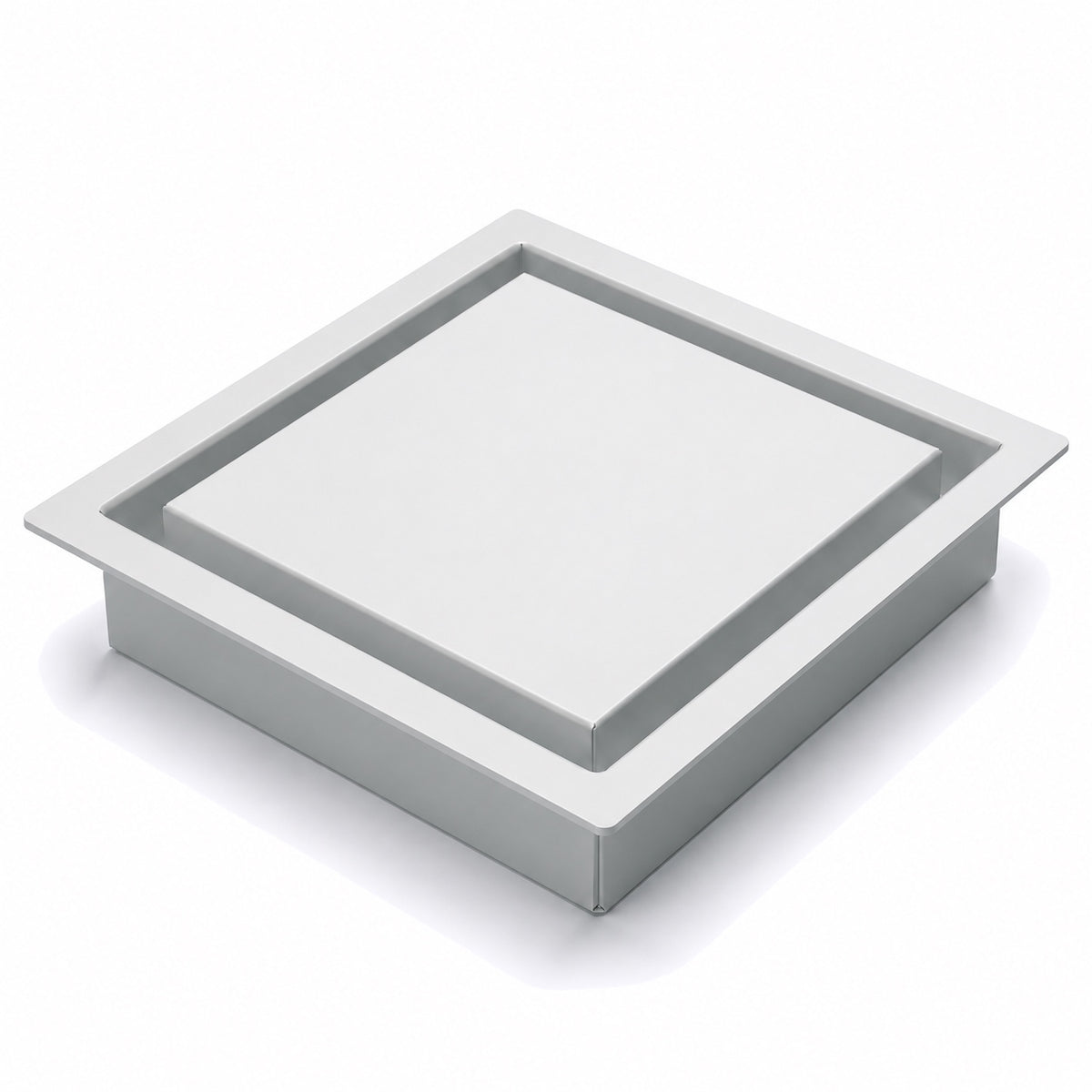Square framed metal wall vent with a clean minimal frame, shown at an angle — Khan Supply CO