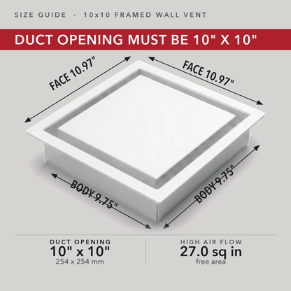 Size guide: 10x10 framed wall vent — measure your duct opening — Khan Supply CO