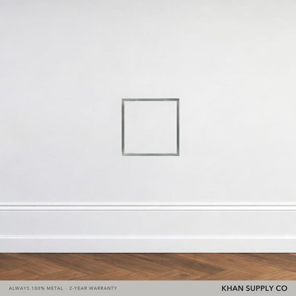 10x10 flush metal wall vent installed seamlessly in a painted wall — Khan Supply CO