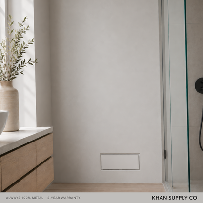 10x30.25 flush metal wall vent installed seamlessly in a painted wall — Khan Supply CO