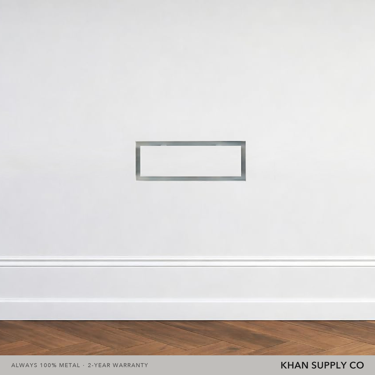 3x10 flush metal wall vent installed seamlessly in a painted wall — Khan Supply CO