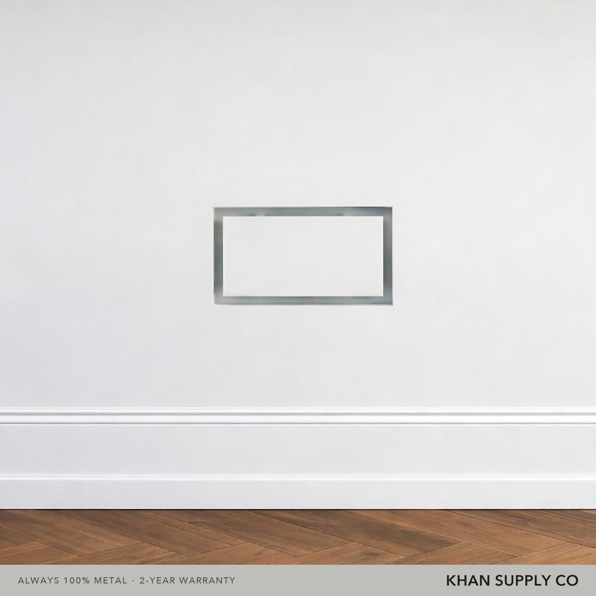 4x8 flush metal wall vent installed seamlessly in a painted wall — Khan Supply CO