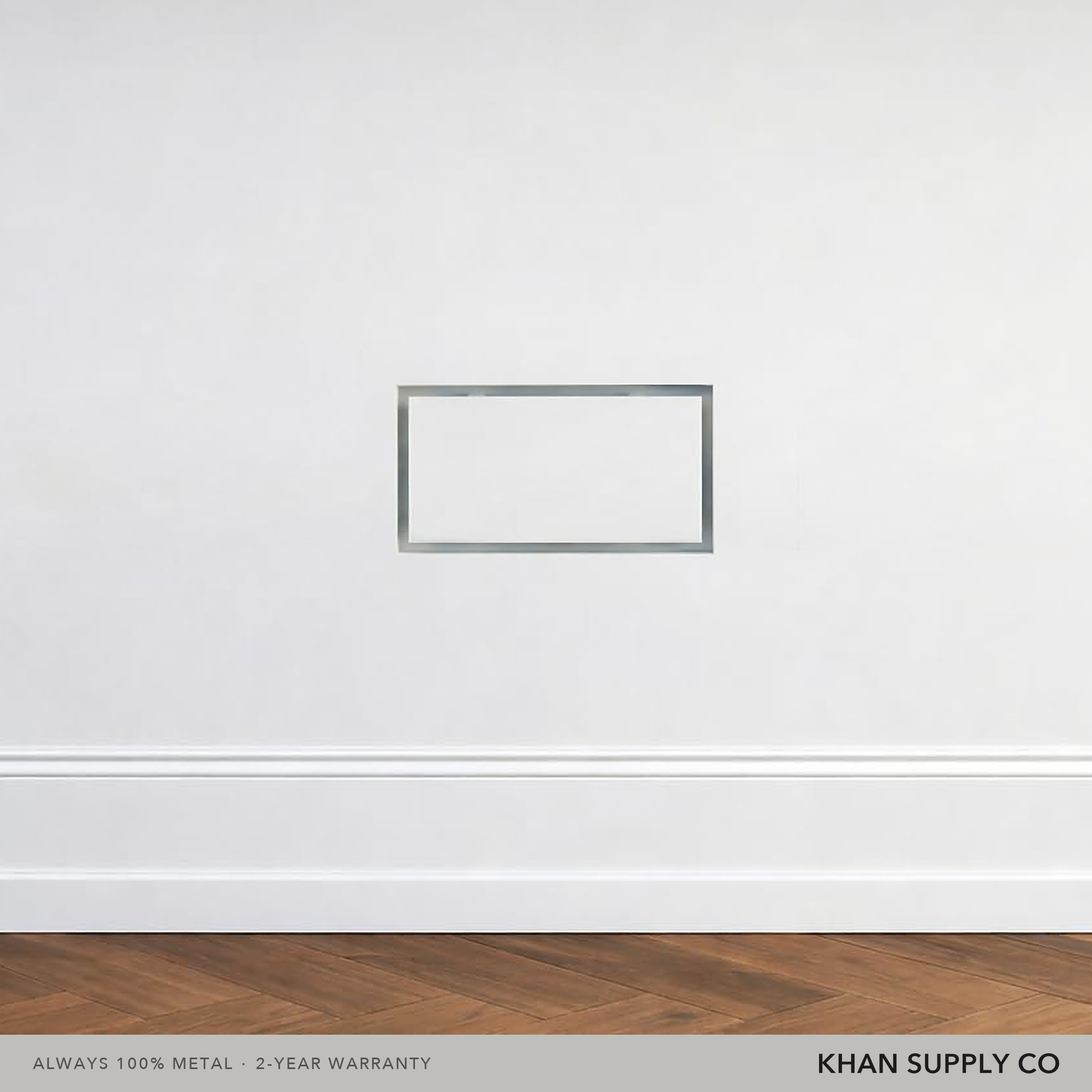 6x12 flush metal wall vent installed seamlessly in a painted wall — Khan Supply CO
