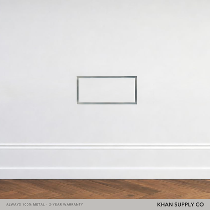 6x14 flush metal wall vent installed seamlessly in a painted wall — Khan Supply CO