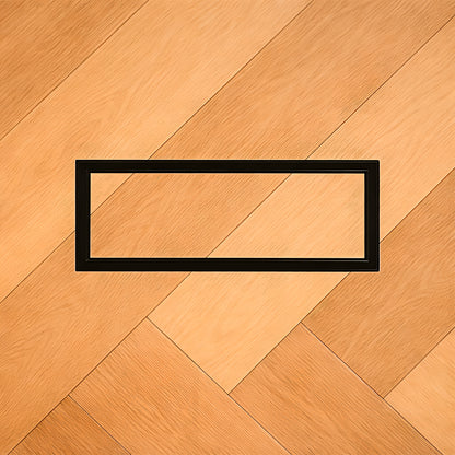 4x10 undermount metal floor vent installed flush into hardwood flooring — Khan Supply CO