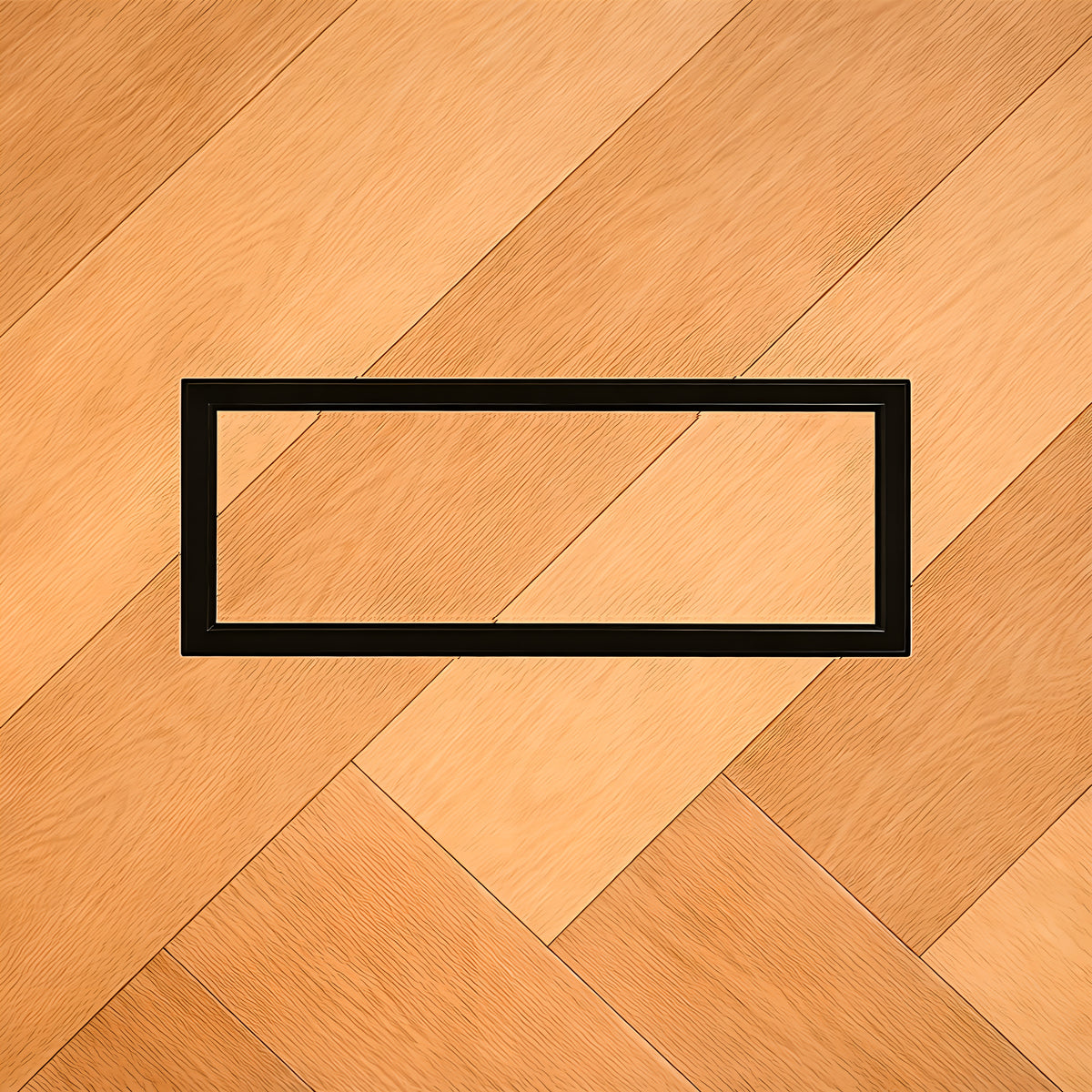6x14 undermount metal floor vent installed flush into hardwood flooring — Khan Supply CO
