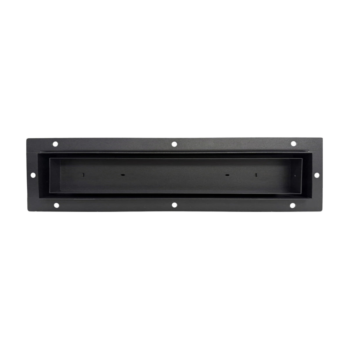 Black 2x12 undermount flush metal floor vent that sits level with the floor — Khan Supply CO