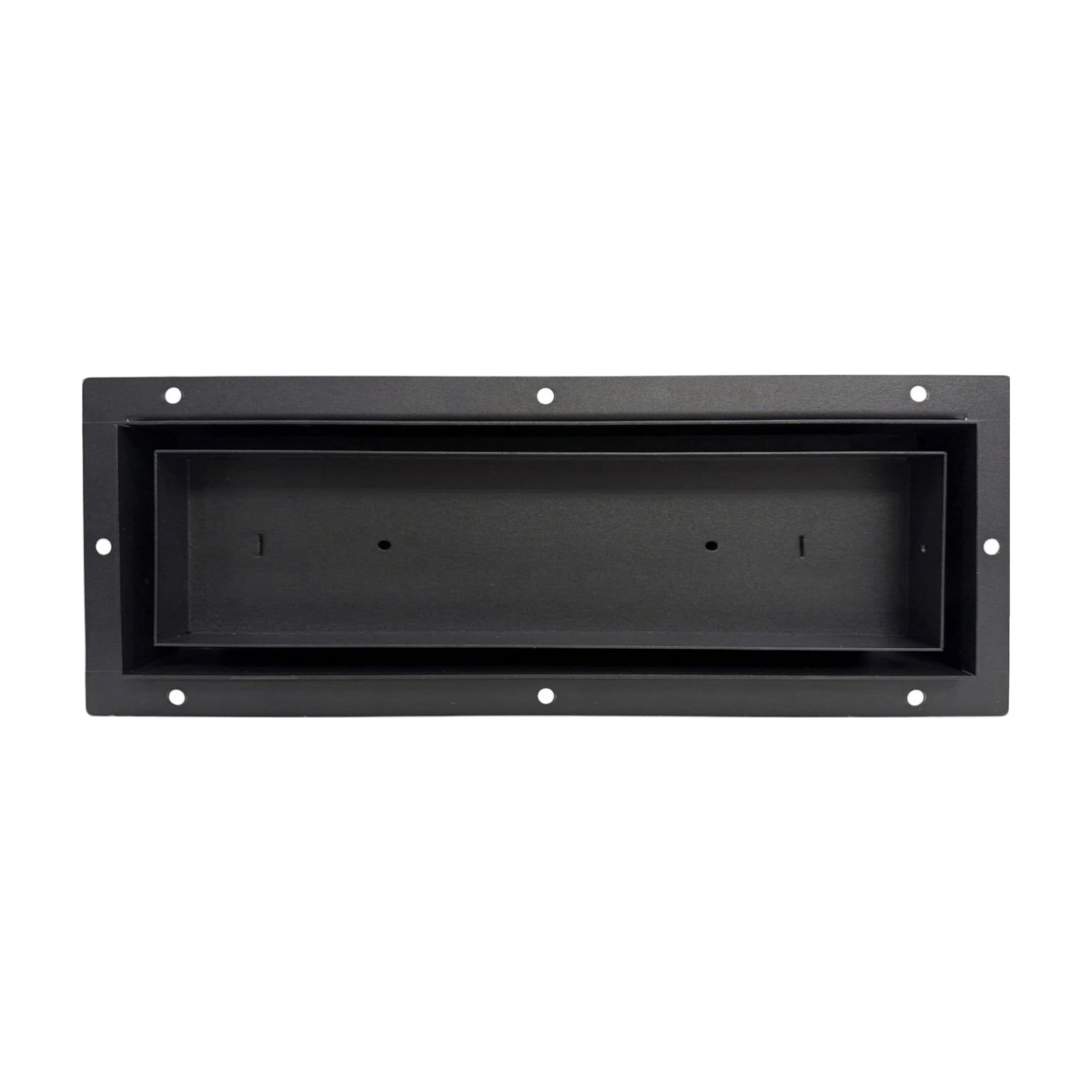 Black 4x12 undermount flush metal floor vent that sits level with the floor — Khan Supply CO