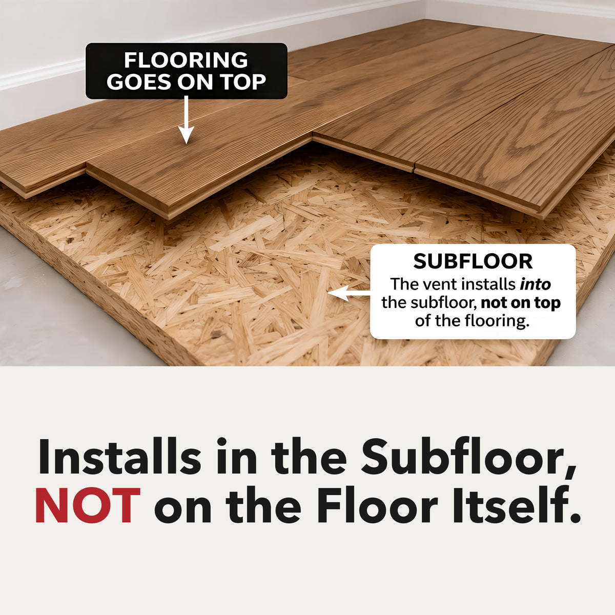 Undermount floor vent set into the subfloor so flooring sits dead flush — Khan Supply CO